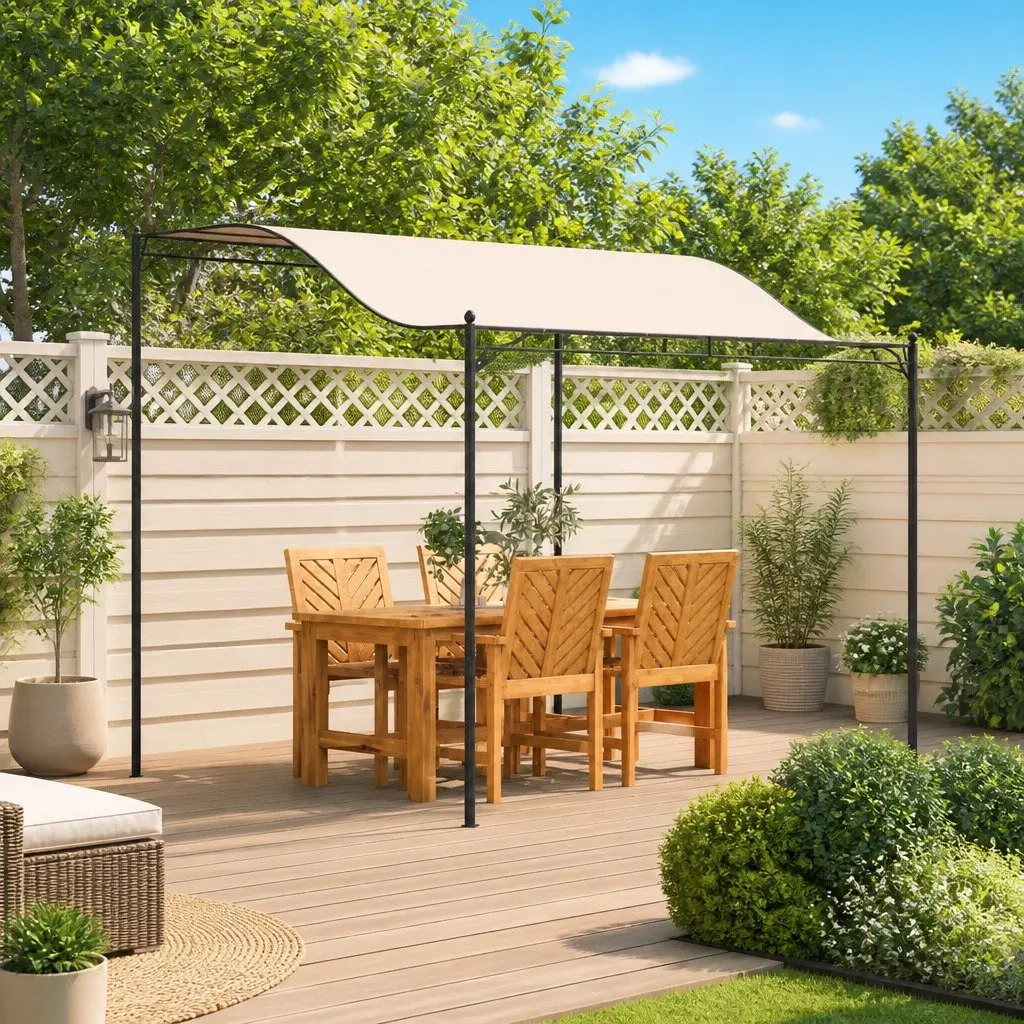 Outdoor Gazebo Canopy Cream White Garden Shelter Backyard Party Picnic Camping