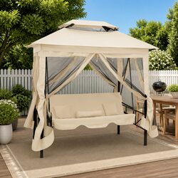 Convertible Gazebo Swing Bench Seat for Two – Cream White