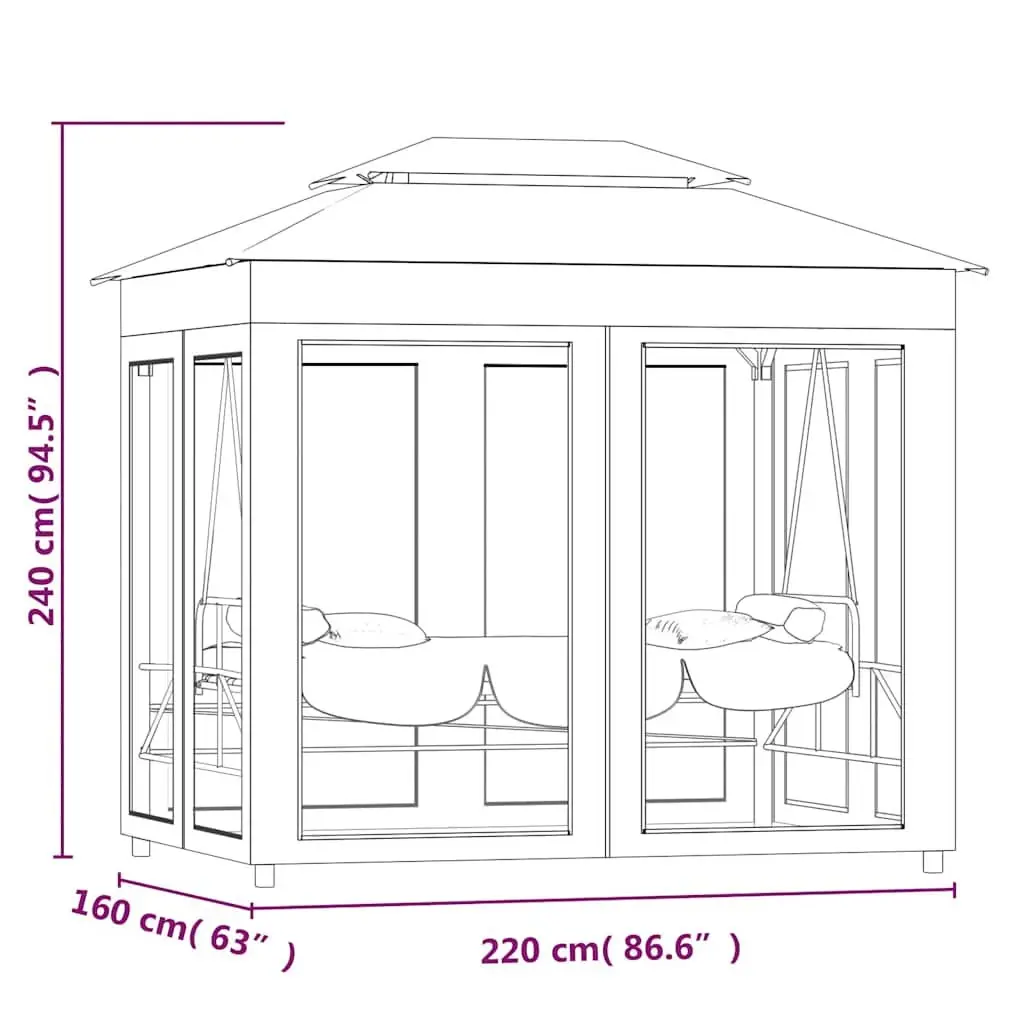 Gazebo Swing Bench Seat for Two Persons Outdoor Canopy Cream White