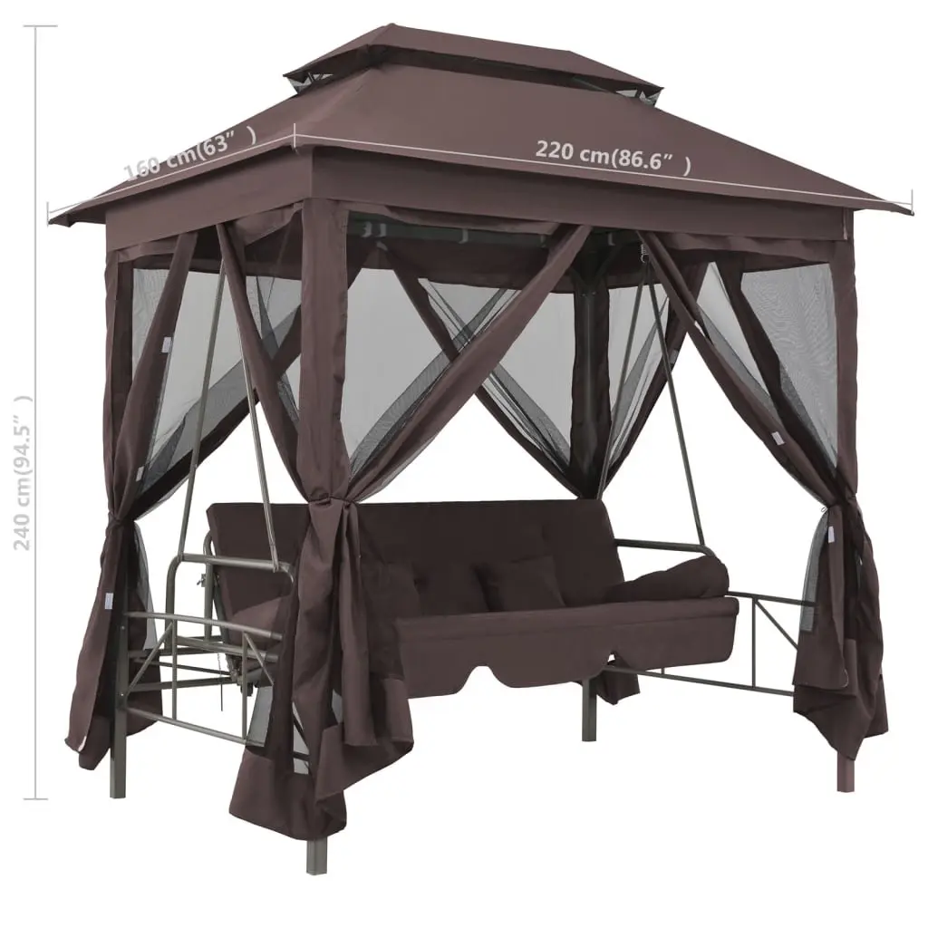 Gazebo Convertible Swing Bench Porch Outdoor Two Seater Shade Canopy Pillows