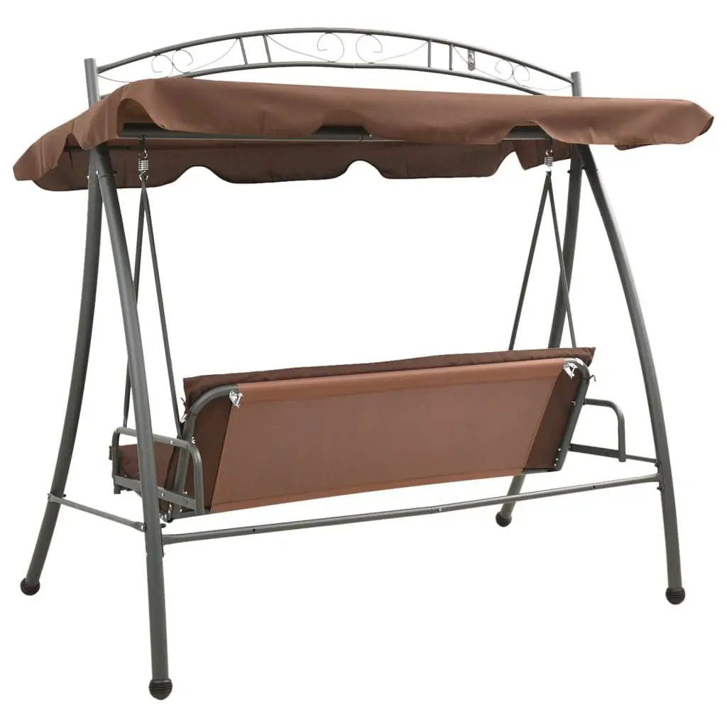 Convertible Swing Bench for Outdoor Use with Canopy Brown