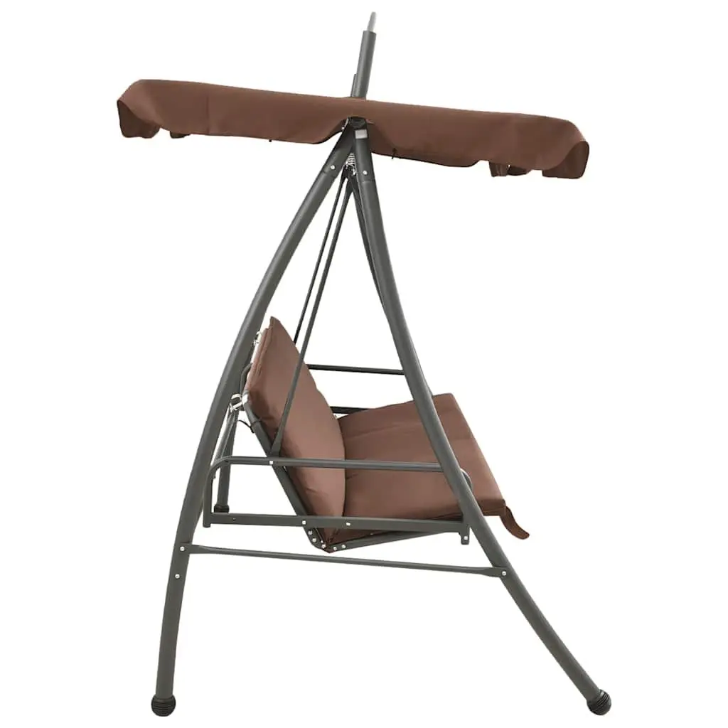 Convertible Swing Bench for Outdoor Use with Canopy Brown