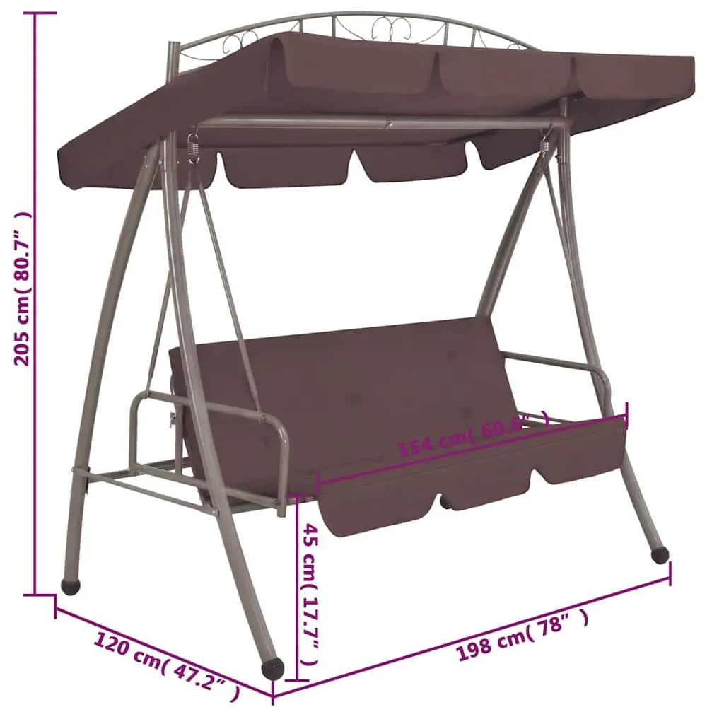 Convertible Swing Bench for Outdoor Use with Canopy Brown