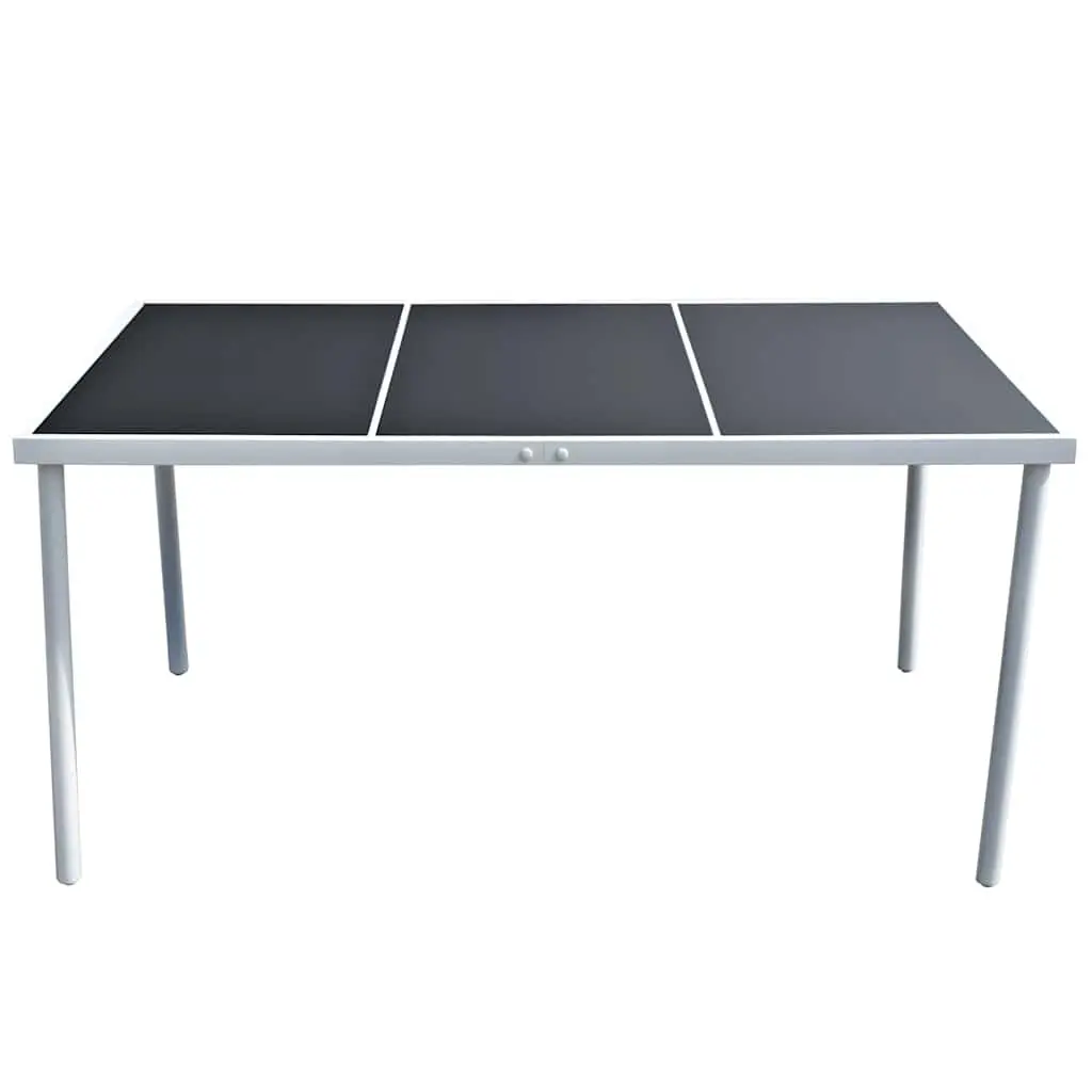 Outdoor Dining Table Garden Patio 150x90cm Glass Top Steel Legs Black