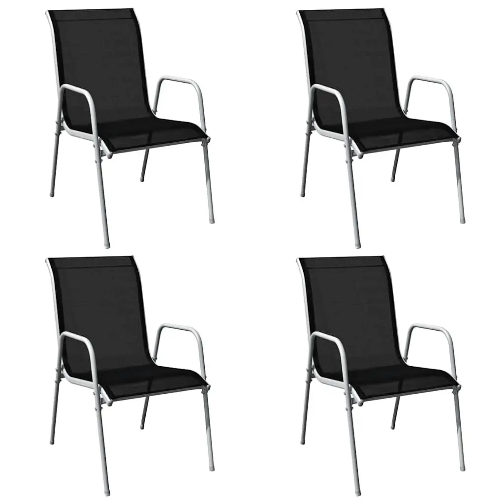 Outdoor Dining Set 5 Piece Garden Furniture Table 4 Stackable Chairs Patio