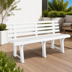 Garden Bench 145.5 cm Outdoor Seating Patio Furniture White Plastic Chair
