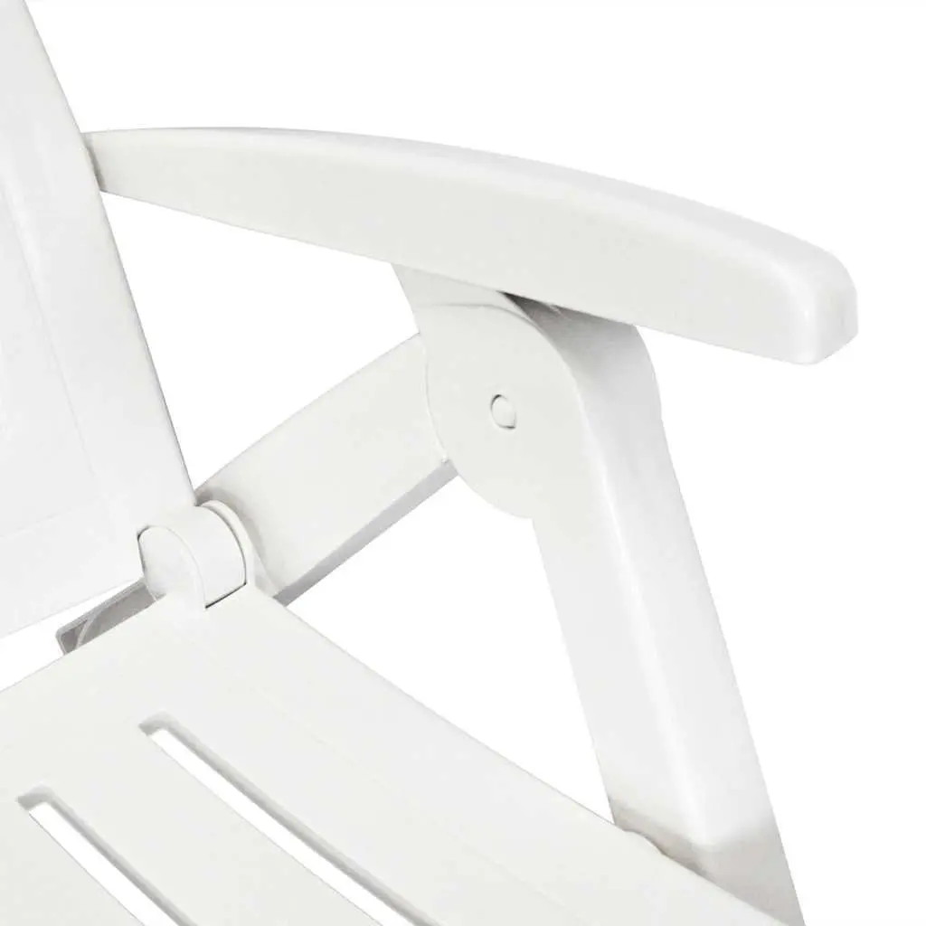 White Folding Sun Lounger with Adjustable Backrest