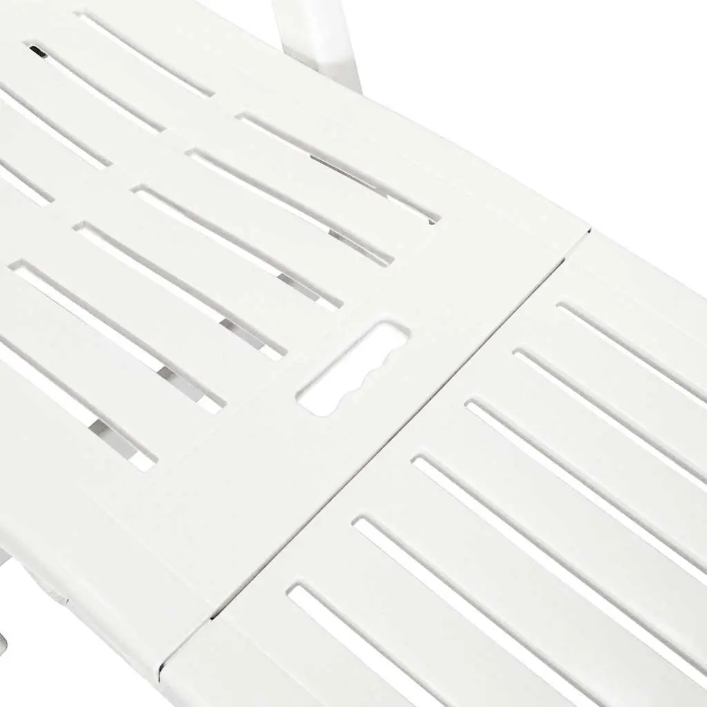 White Folding Sun Lounger with Adjustable Backrest