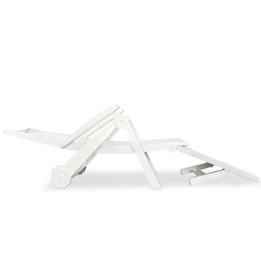 White Folding Sun Lounger with Adjustable Backrest