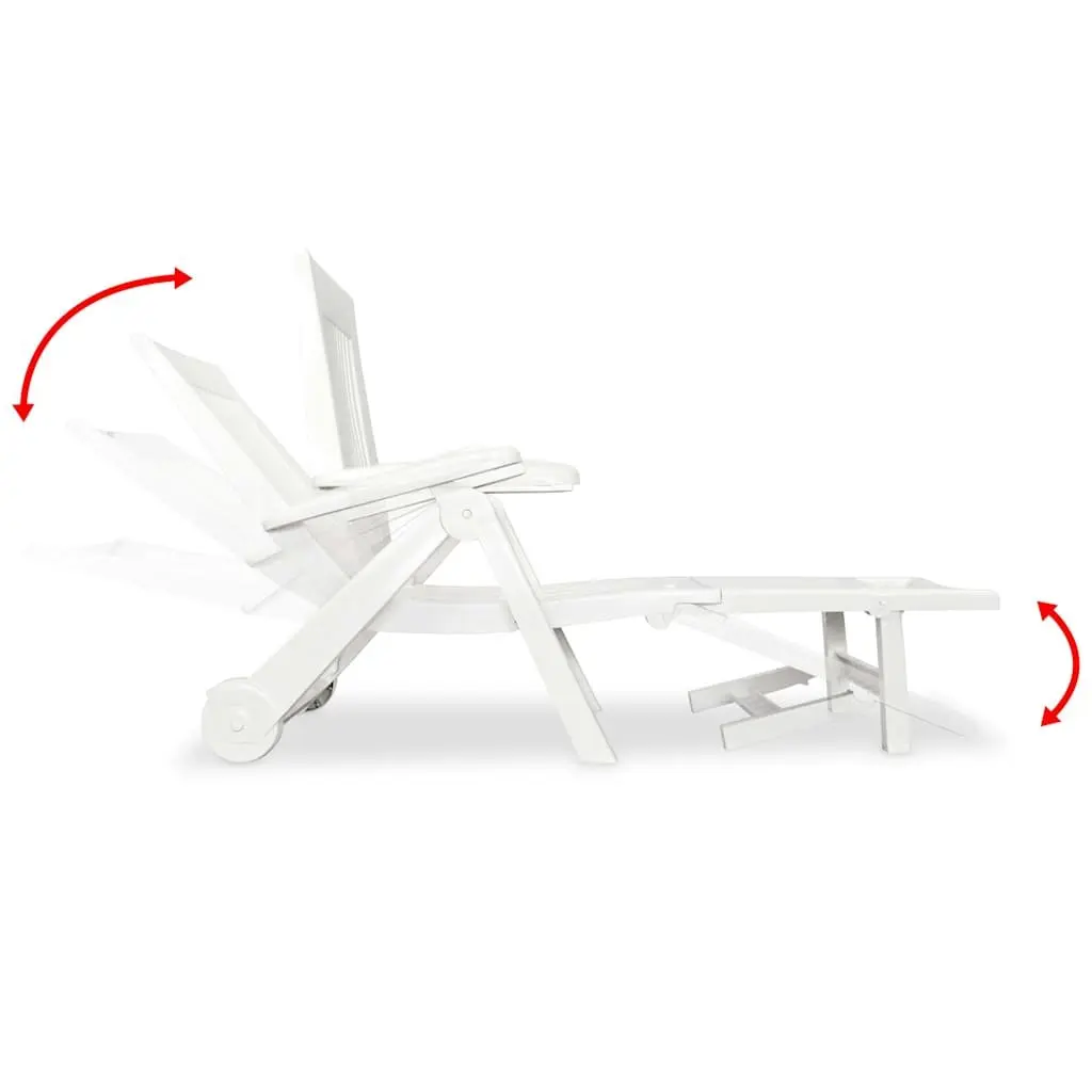 White Folding Sun Lounger with Adjustable Backrest