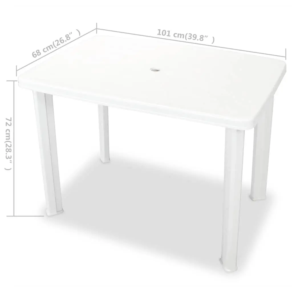 Outdoor Garden Dining Table White Plastic 101 x 68 x 72 cm
