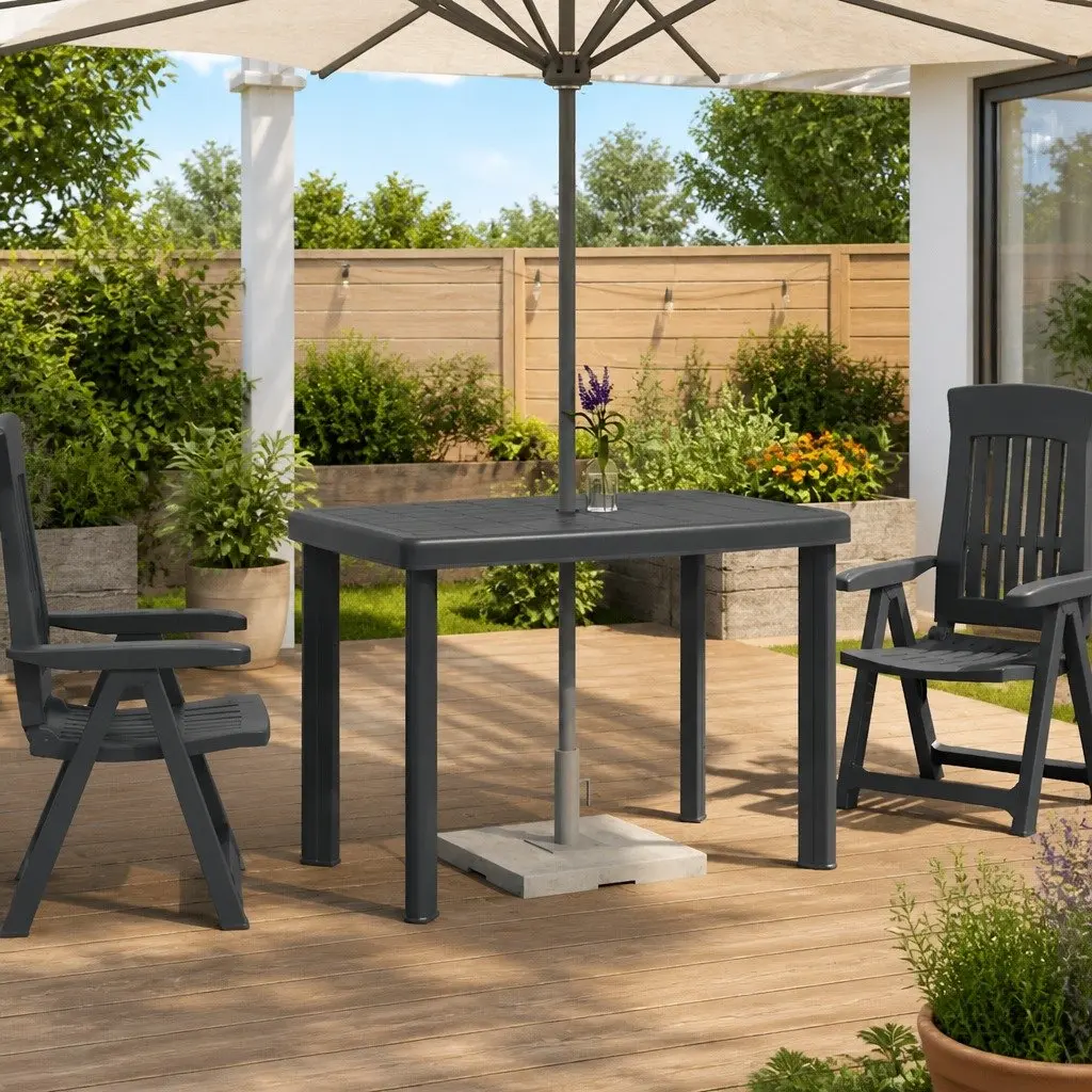 Garden Table Anthracite Outdoor Dining Furniture Patio 101x68x72cm