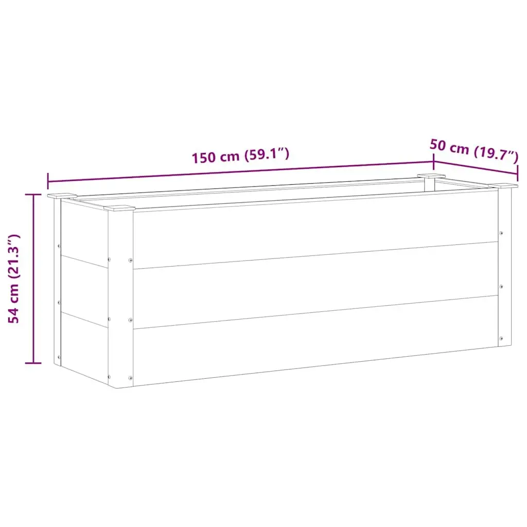 Garden Raised Bed Planter Outdoor Flower Plant Box 150x50x54cm Grey