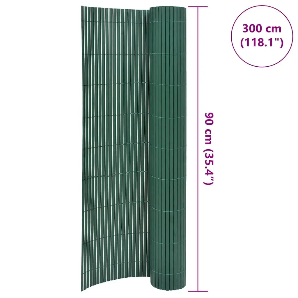 Garden Fence Panel Outdoor Decorative Barrier 90 x 300 cm Green Double-Sided PVC