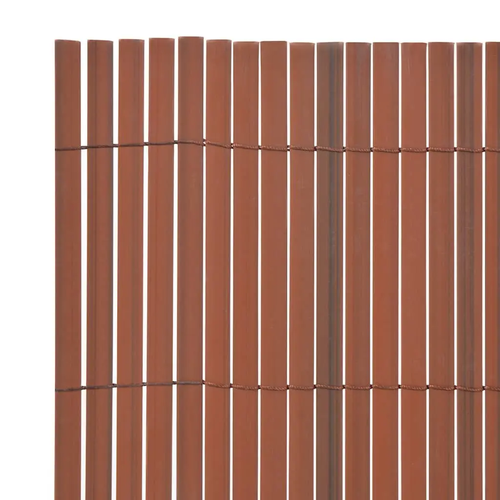 Double-Sided Garden Fence Panel PVC Brown Outdoor Privacy Screen 90 x 300 cm