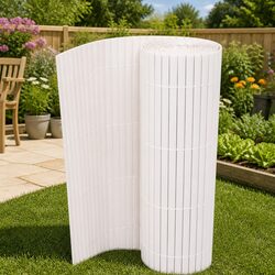 Double-Sided Garden Fence Panel 90x500cm White Outdoor Barrier Screening