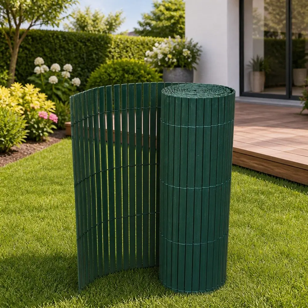 Double-Sided Garden Fence Panel Outdoor 90x500cm Green