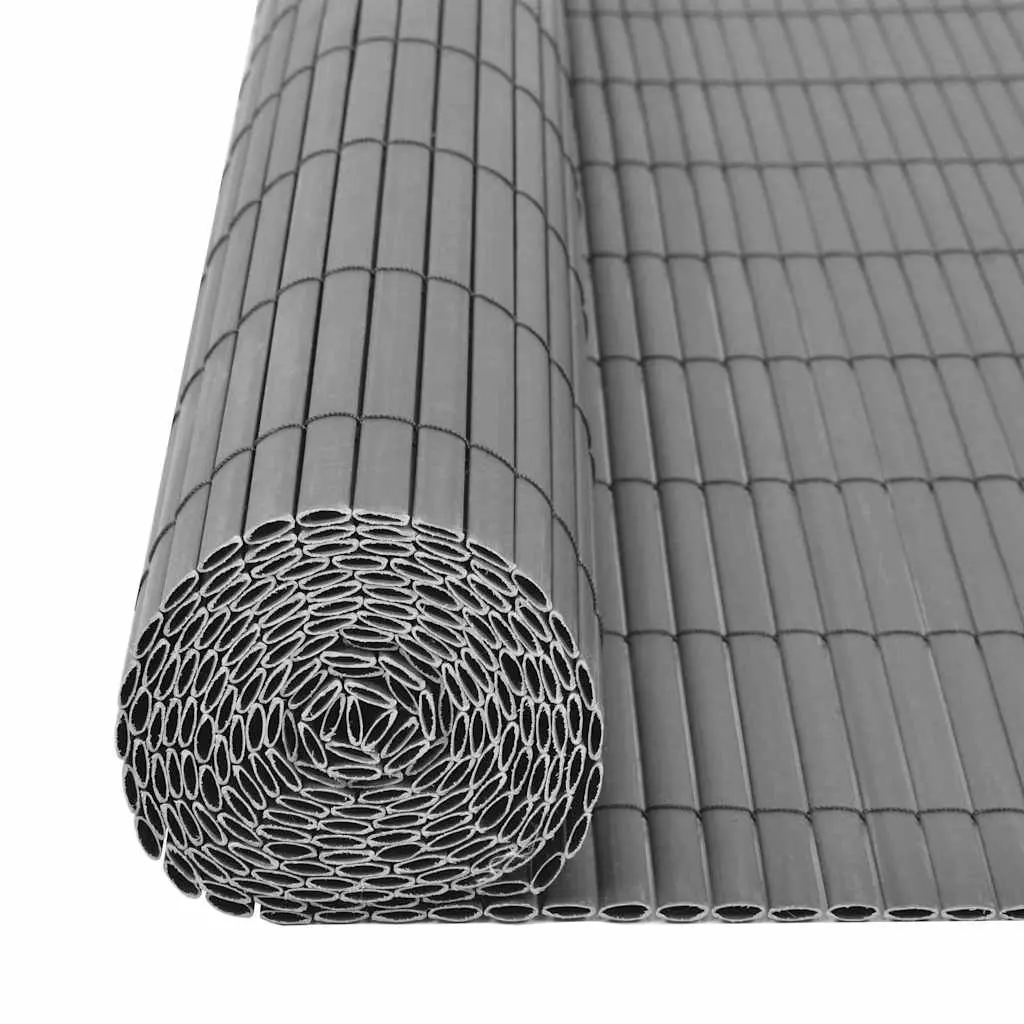 Double-Sided Garden Fence Panel PVC 90x500cm Grey Outdoor Screening Barrier