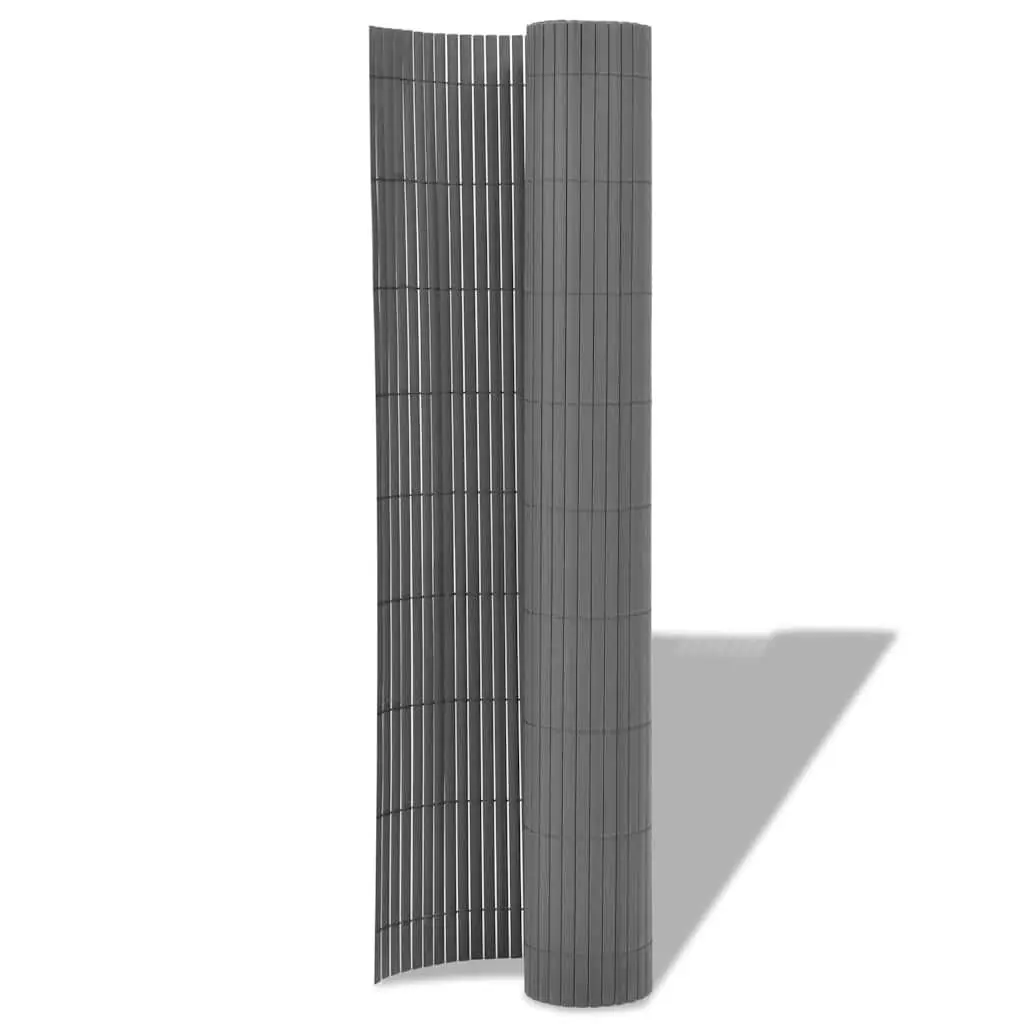 Double-Sided Garden Fence Panel PVC 150x500 cm Grey Outdoor Barrier Screening