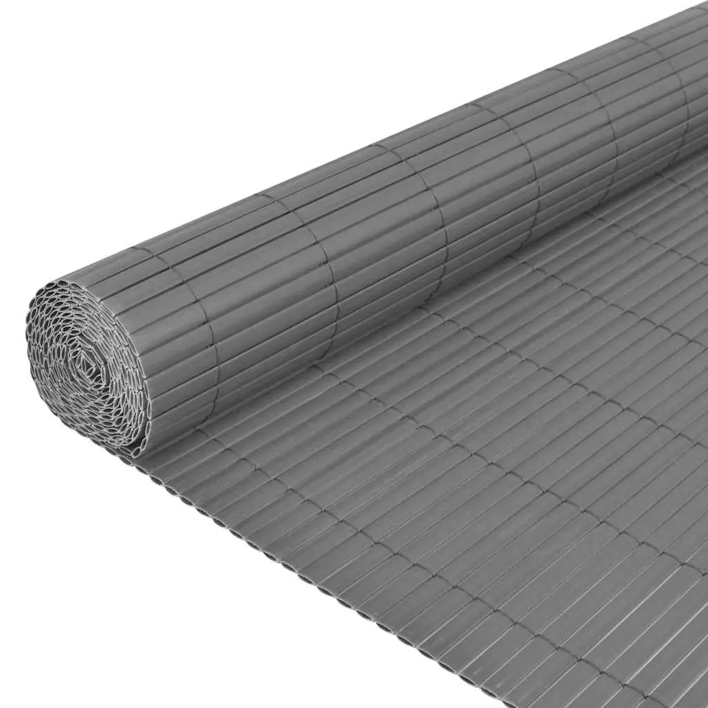 Double-Sided Garden Fence Panel PVC 150x500 cm Grey Outdoor Barrier Screening