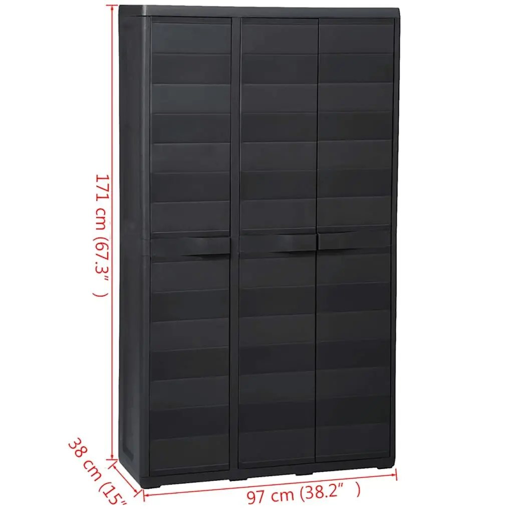 Garden Storage Cabinet Outdoor Patio Organiser Black 4 Shelves