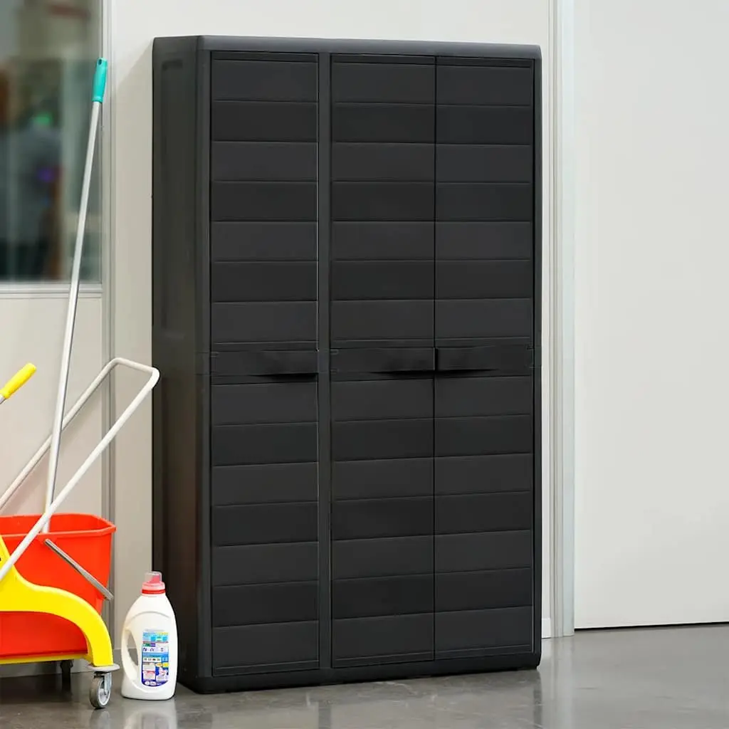 Garden Storage Cabinet Outdoor Patio Organiser Black 4 Shelves