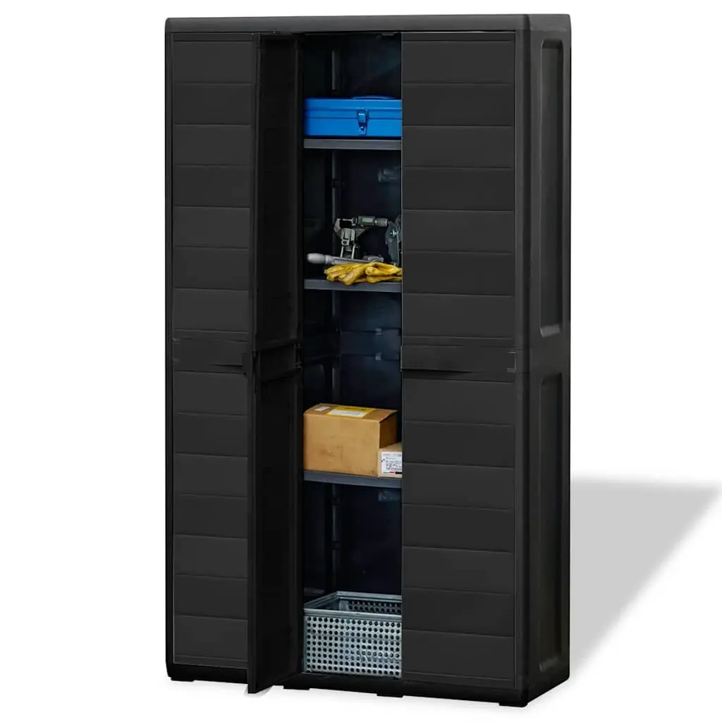 Garden Storage Cabinet Outdoor Patio Organiser Black 4 Shelves