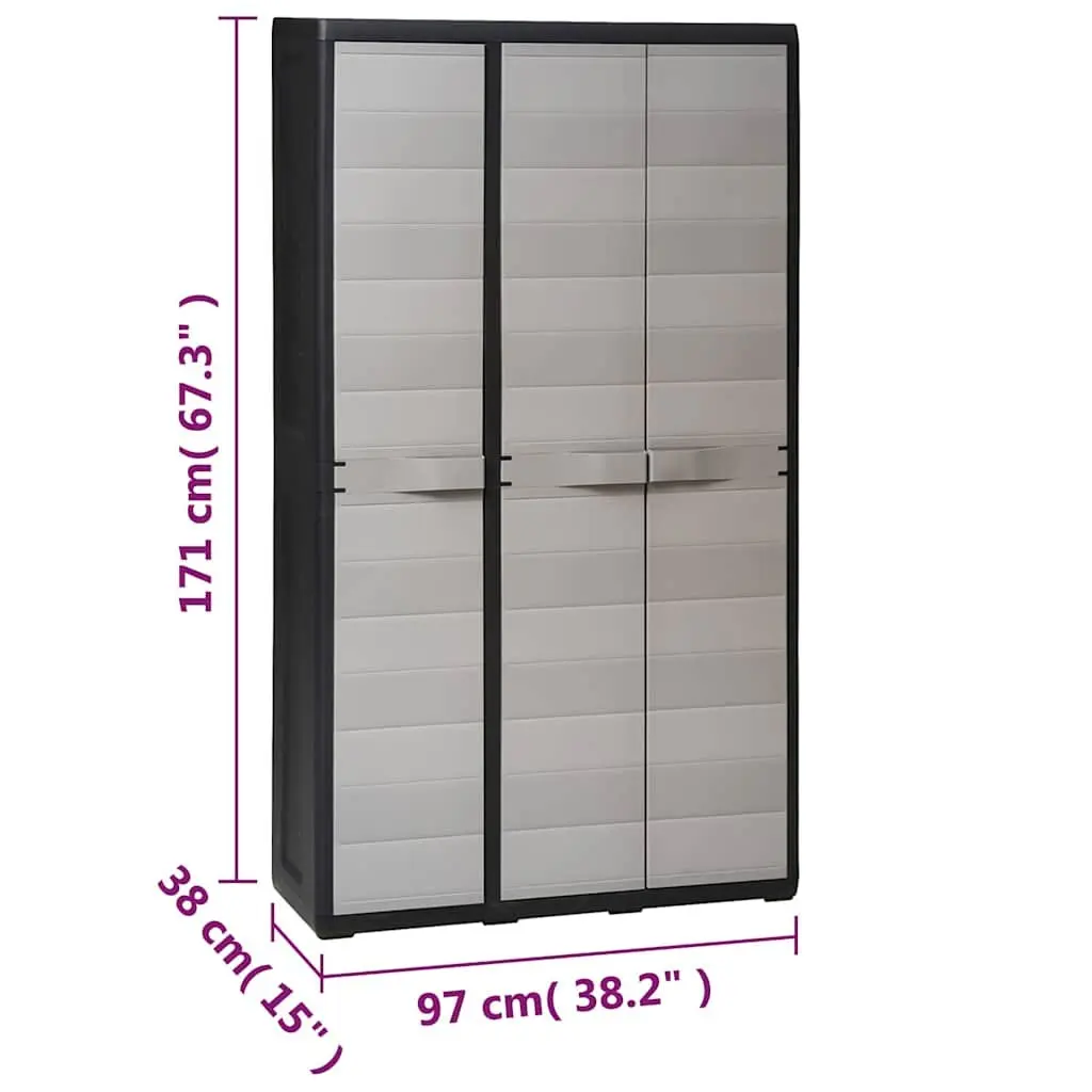 Garden Storage Cabinet 4 Shelves Outdoor Patio Organiser Grey Lockable