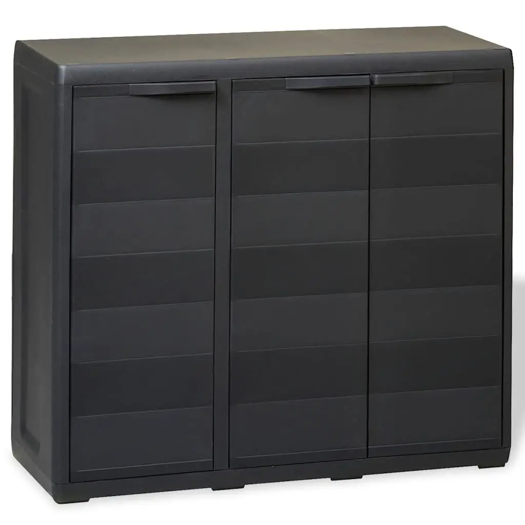 Black Outdoor Storage Cabinet with Two Adjustable Shelves