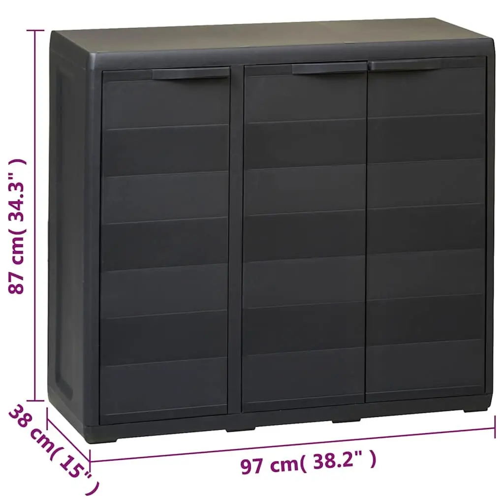 Black Outdoor Storage Cabinet with Two Adjustable Shelves