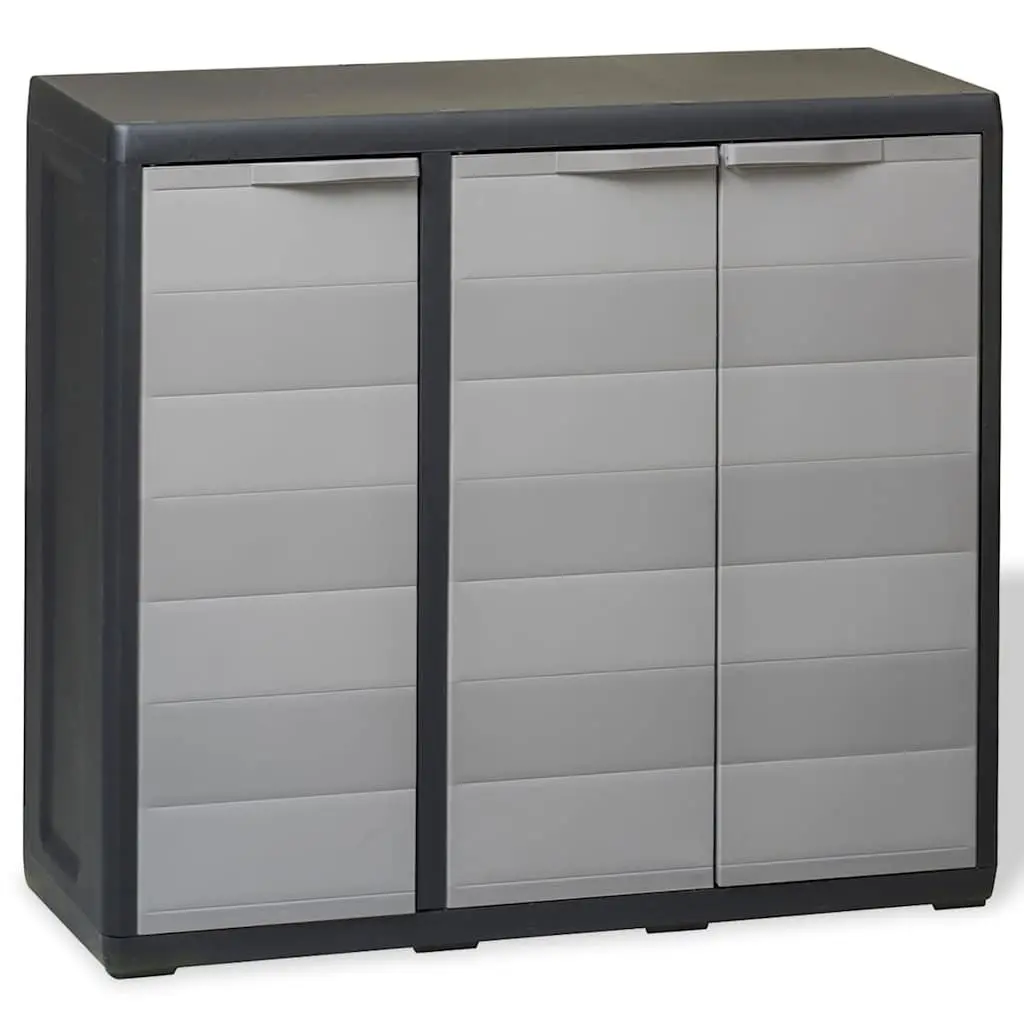 Garden Storage Cabinet Outdoor Patio Organiser 2 Shelves Compact Grey Black