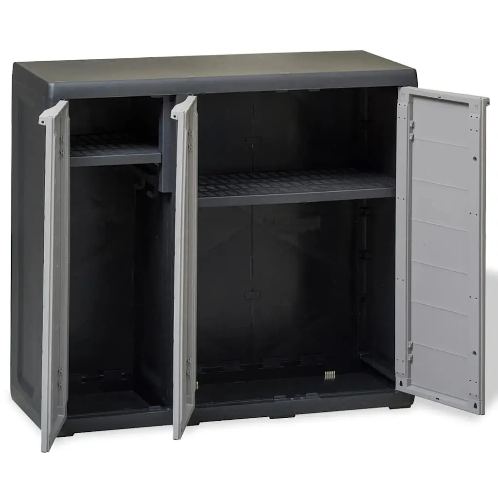 Garden Storage Cabinet Outdoor Patio Organiser 2 Shelves Compact Grey Black