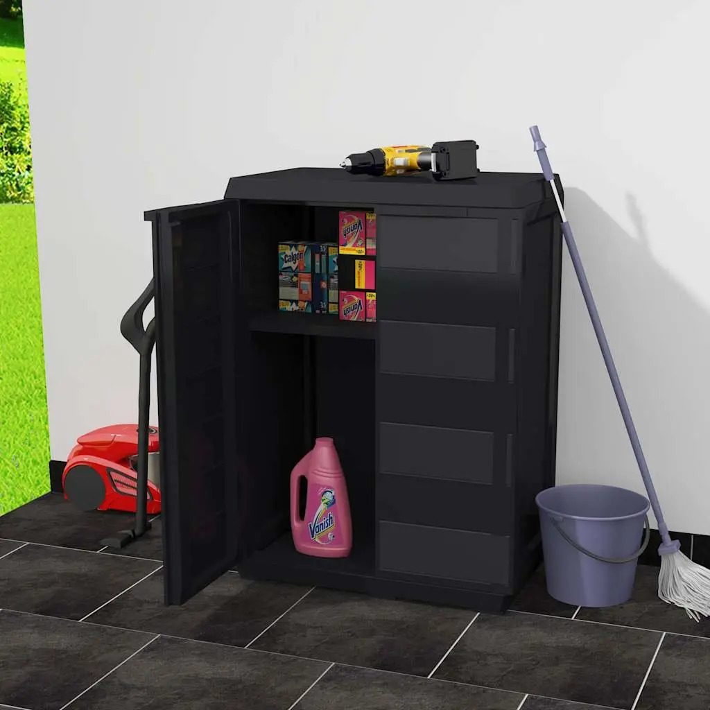Outdoor Storage Cabinet Black Patio Shed 1 Adjustable Shelf