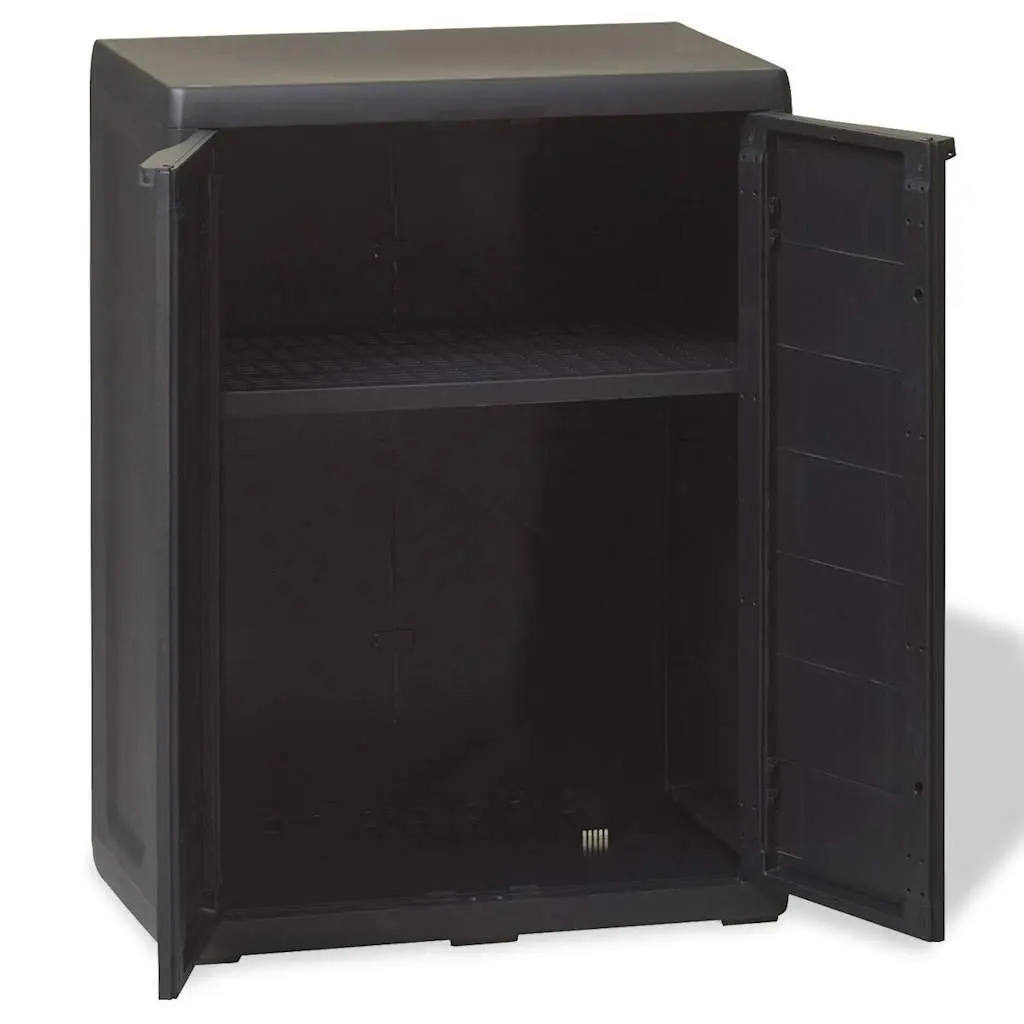 Outdoor Storage Cabinet Black Patio Shed 1 Adjustable Shelf