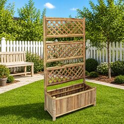 70cm Bamboo Raised Garden Bed with Trellis Structure