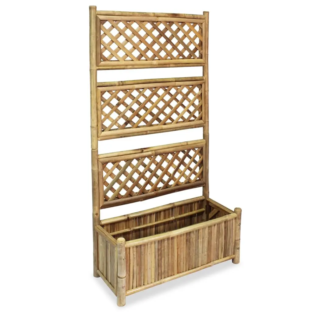 70cm Bamboo Raised Garden Bed with Trellis Structure
