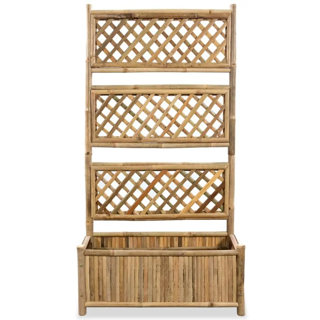 70cm Bamboo Raised Garden Bed with Trellis Structure