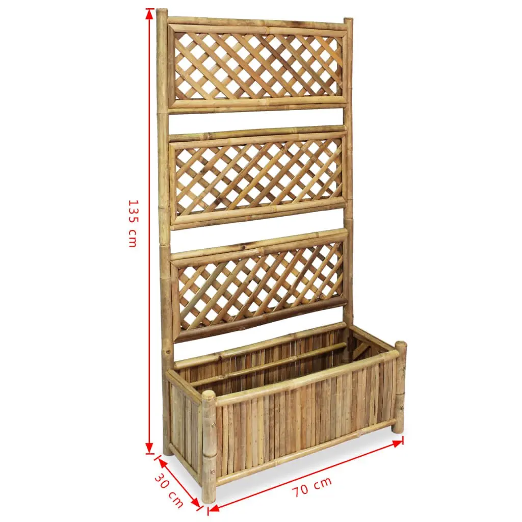 70cm Bamboo Raised Garden Bed with Trellis Structure
