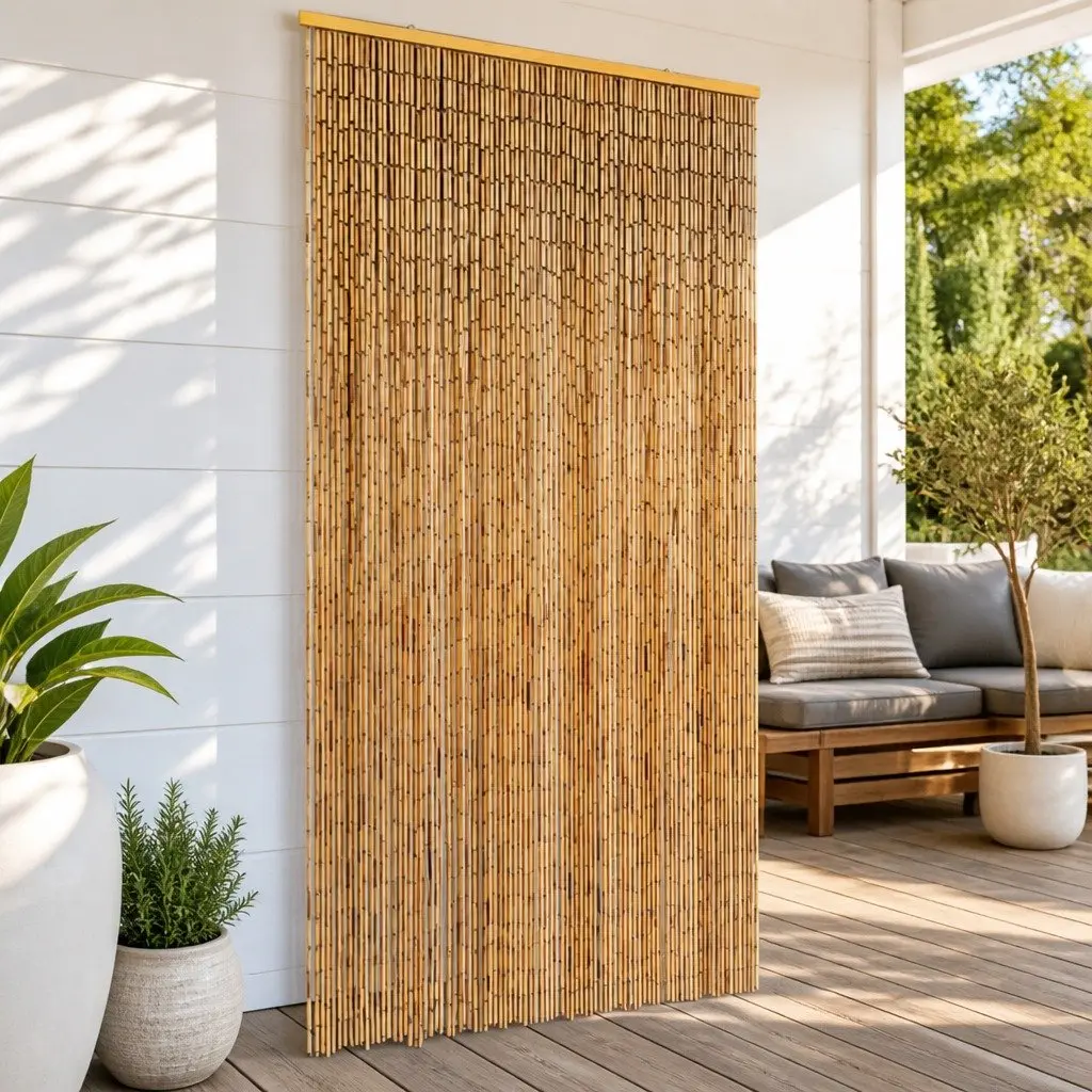 Bamboo Insect Door Curtain for Entrance Brown 90x220 cm