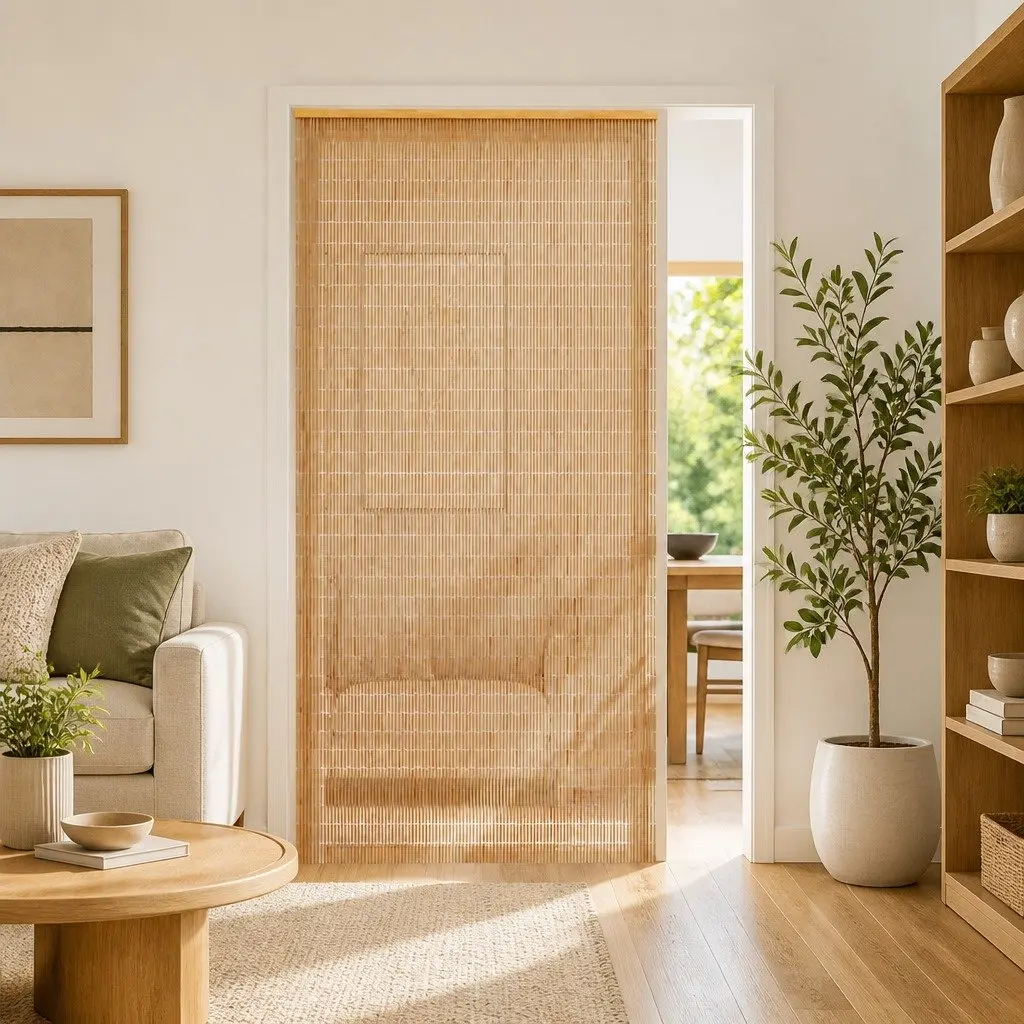 Bamboo Door Curtain Brown 120x220 cm Insect Screen Privacy Decor