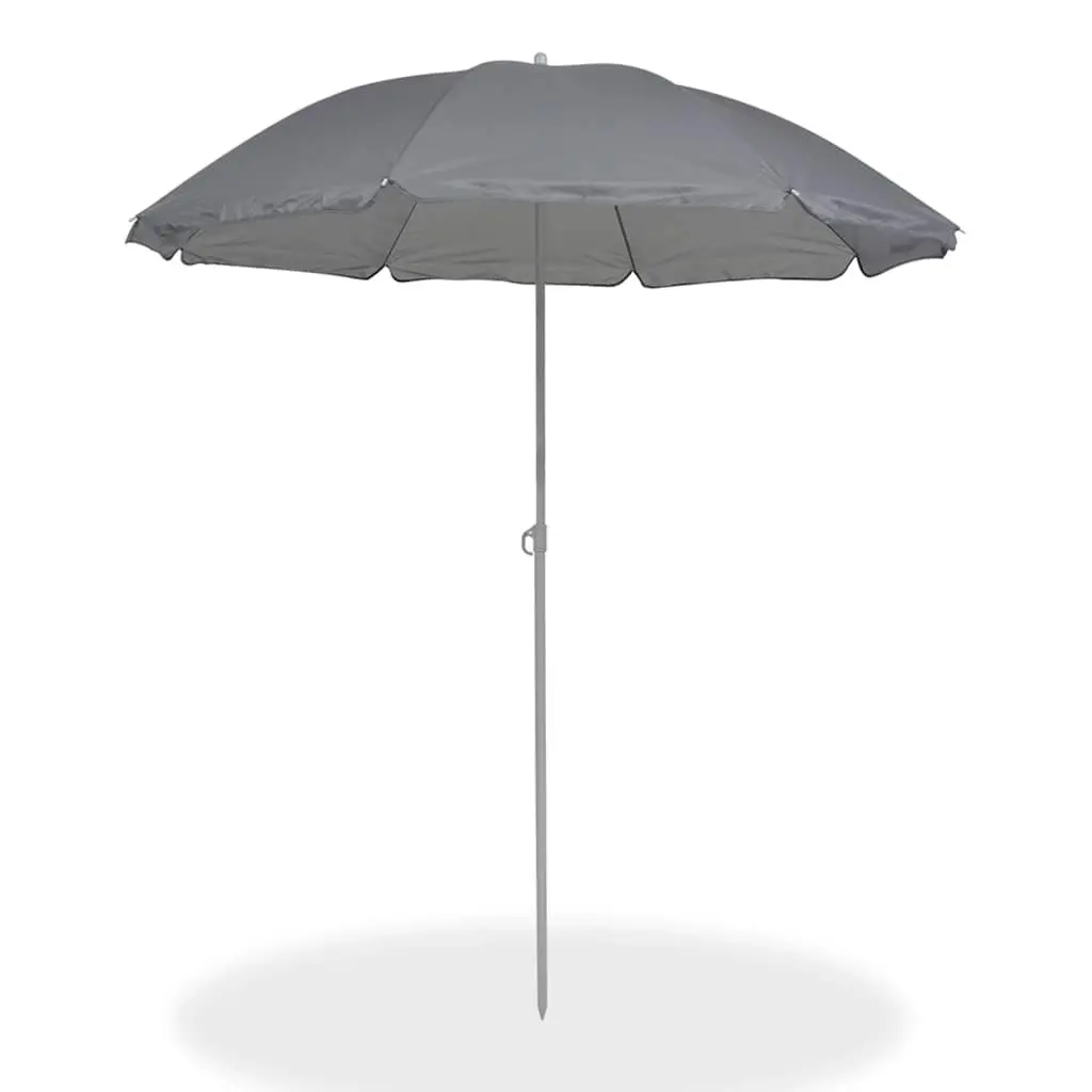 6 Piece Outdoor Dining Set with Chairs Table and Umbrella Grey Garden Furniture