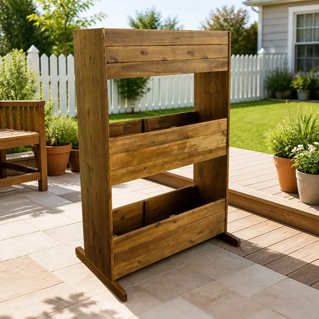 3 Tier Wooden Outdoor Planter Box for Garden and Patio Natural Brown