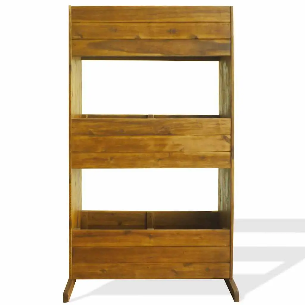 3 Tier Wooden Outdoor Planter Box for Garden and Patio Natural Brown