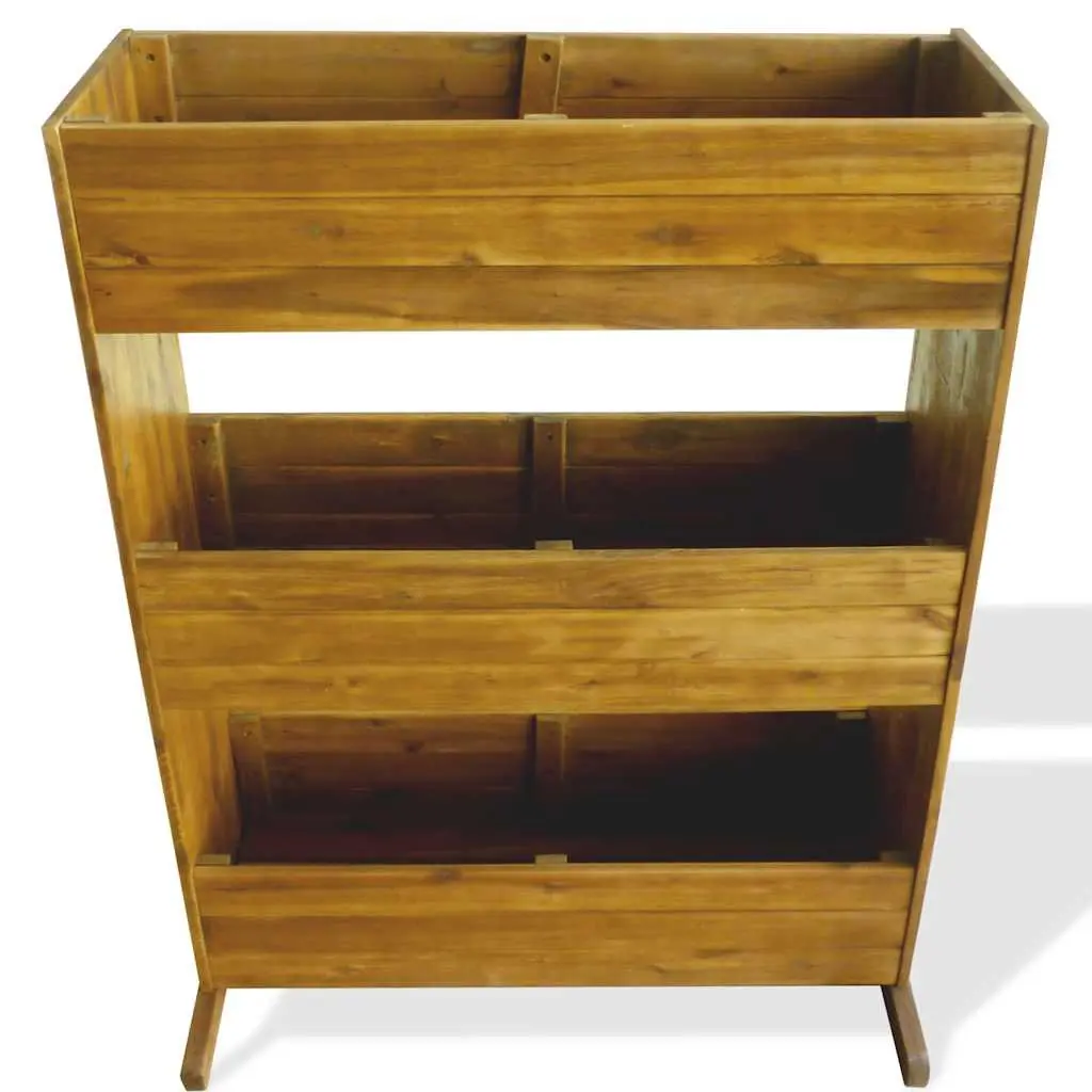 3 Tier Wooden Outdoor Planter Box for Garden and Patio Natural Brown