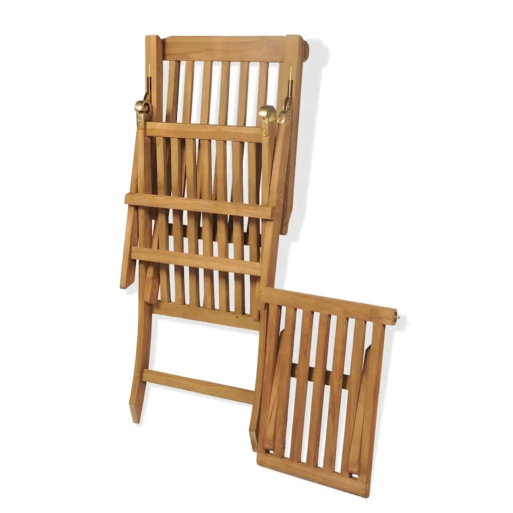 Wooden Deck Chair with Footrest Reclining Backrest Garden Patio Sun Lounger