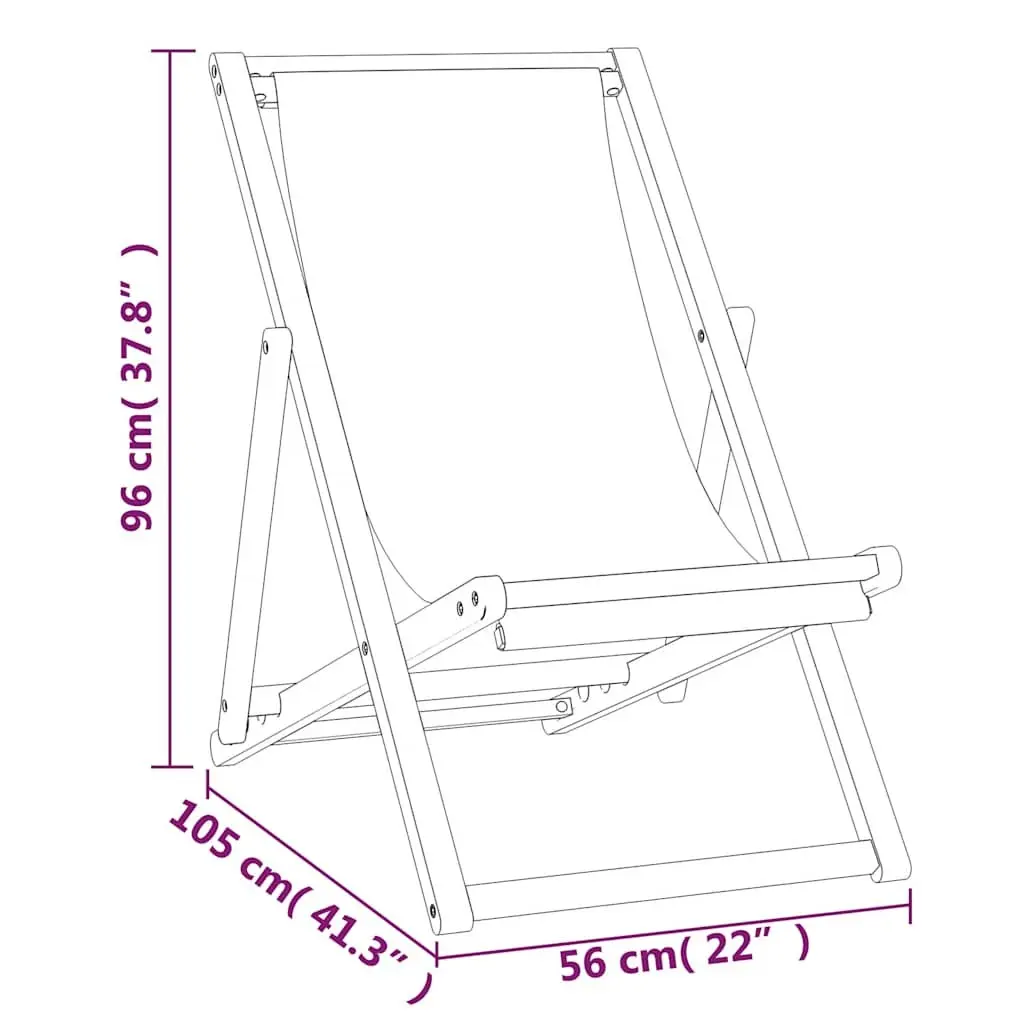 Deck Chair Outdoor Garden Furniture Cream Adjustable Backrest Folding