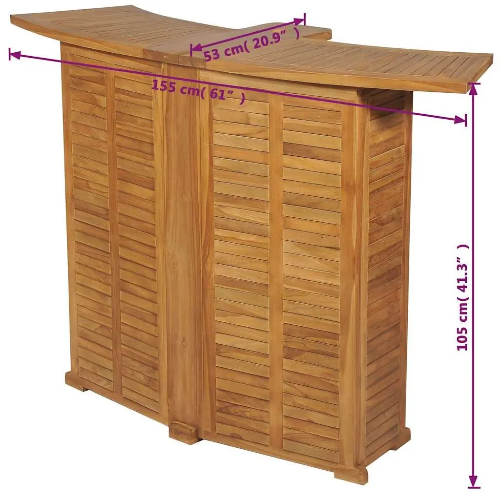 Folding Bar Table Outdoor Garden Teak Wood with Parasol Hole and Bottle Holder