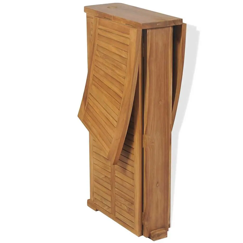 Folding Bar Table Outdoor Garden Teak Wood with Parasol Hole and Bottle Holder