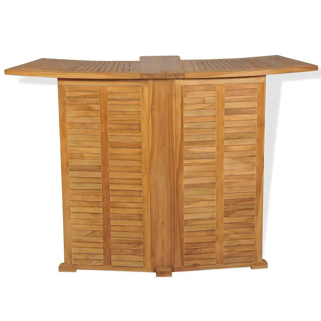 Folding Bar Table Outdoor Garden Teak Wood with Parasol Hole and Bottle Holder