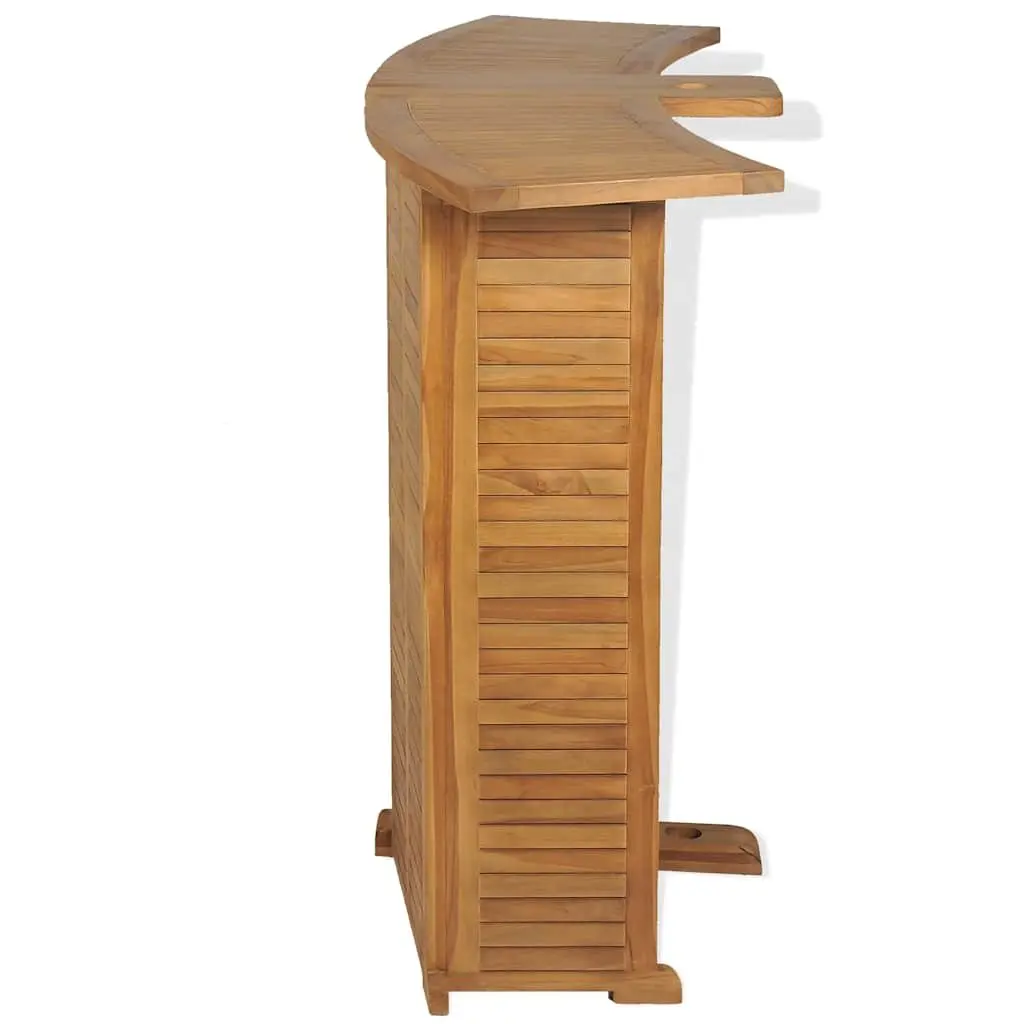 Folding Bar Table Outdoor Garden Teak Wood with Parasol Hole and Bottle Holder